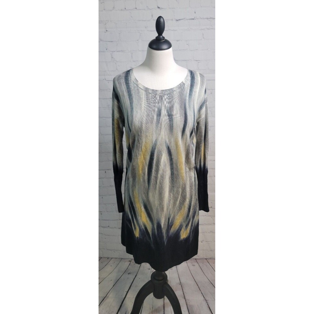Nic + Zoe Women's Sweaterdress Scoop Neck Abstract Colored size Med Knee Length